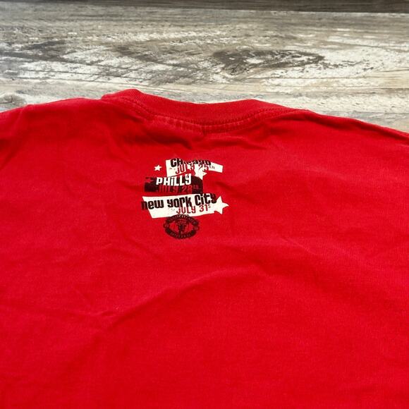 Vintage Y2K Nike 2004 Manchester United USA Tour Red Mens L Sporty Soccer Tshirt - Picture 2 of 12